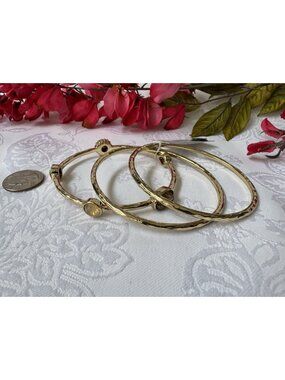 Lydelle NYC 3 PC Bracelet Gold Tone Thin Bangle Stackable SET NEW